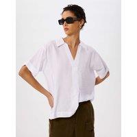 Whistles Sasha Collared V-Neck Shirt White