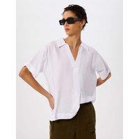 Whistles Sasha Collared V-Neck Shirt White