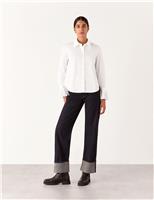 Pure Cotton Collared Pleated Cuff Shirt