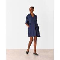 Collared V-Neck Mini Smock Dress
