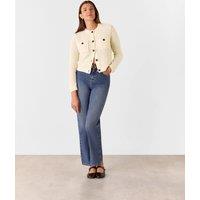 Wool Rich Textured Button Front Cardigan