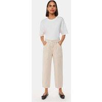 Whistles Tessa Cotton Rich Straight Leg Trousers Neutral