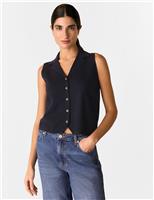 Cotton Rich V-Neck Button Through Waistcoat
