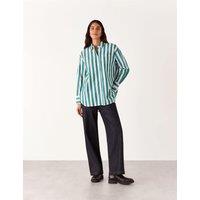 Pure Cotton Striped Collared Relaxed Shirt
