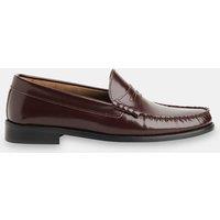 Whistles Leather Gloss Slip On Slim Loafers Burgundy