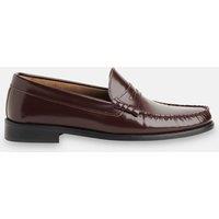 Whistles Leather Gloss Slip On Slim Loafers Burgundy