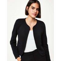 Whistles Jersey Collarless Cropped Jacket Black