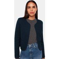 Whistles Jersey Collarless Cropped Jacket Navy