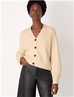 Whistles Pure Cotton Button Front Cropped Cardigan Green