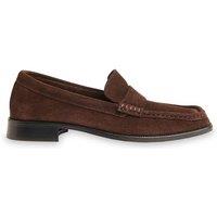 Whistles Mora Suede Slip On Square Toe Loafers Chocolate