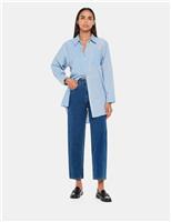 High Waisted Barrel Ankle Grazer Jeans