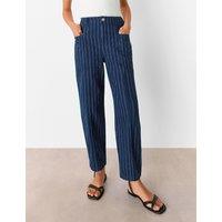 Pinstripe High Waisted Barrel Jeans