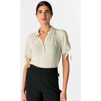 Polka Dot Collared Tie Sleeve Shirt
