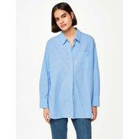 Whistles Pure Cotton Striped Collared Relaxed Shirt Blue Mix