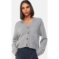 Wool Blend V-Neck Relaxed Cardigan