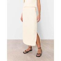 Textured Side Split Midi Pencil Skirt