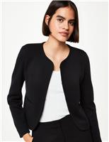 Whistles Jersey Collarless Cropped Jacket Ivory
