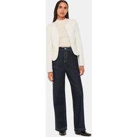 Whistles Jersey Collarless Cropped Jacket Ivory