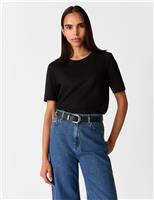 Whistles Rosa Pure Cotton T-Shirt Pale Blue