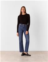 Whistles Ribbed Crew Neck Top Brown