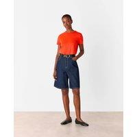Whistles Cotton Rich Double Trim Crew Neck T-Shirt Red