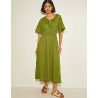 Pure Cotton Shirred Midi Skater Dress