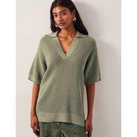 Cotton Rich Collared Knitted Top