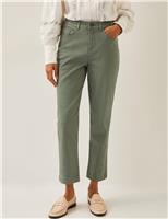 Monsoon High Waisted Straight Leg Cropped Jeans Khaki