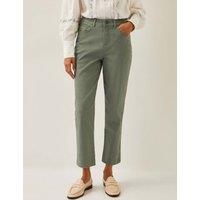 Monsoon High Waisted Straight Leg Cropped Jeans Khaki