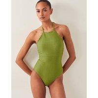 Monsoon Ribbed Halterneck Swimsuit Green