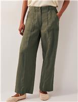 Pure Linen Straight Leg Cropped Trousers