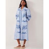 Pure Cotton Embroidered Midaxi Shirt Dress