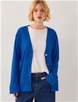 Monsoon Linen Rich V-Neck Midi Cardigan Blue