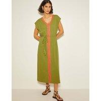Pure Cotton Embroidered V-Neck Kaftan Dress