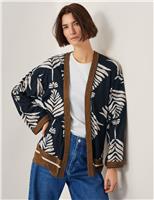 Monsoon Linen Rich Leaf Print Kimono Black Mix