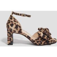 Leopard Print Ankle Strap Block Heel Sandals