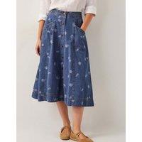 Denim Printed Midi Skirt