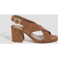 Suede Block Heel Slingback Sandals