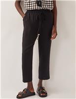 Straight Leg Trousers with Linen