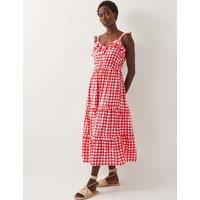 Geometric V-Neck Tiered Midi Beach Dress
