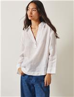 Monsoon Pure Linen V-Neck Blouse White