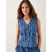 Pure Cotton V-Neck Button Through Waistcoat