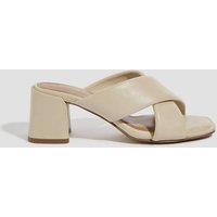 Leather Crossover Block Heel Sandals