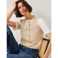 Cotton Rich Textured Button Through Vest
