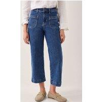 Monsoon High Waisted Straight Leg Cropped Jeans Mid Blue