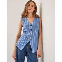 Linen Blend Striped Waistcoat