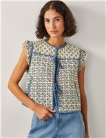 Pure Cotton Geometric Quilted Gilet
