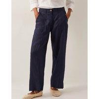 Pure Linen Straight Leg Cropped Trousers