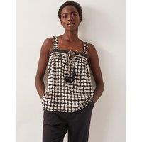 Geometric Square Neck Tie Detail Cami Top