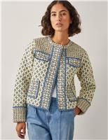 Pure Cotton Geometric Quilted Short Jacket
